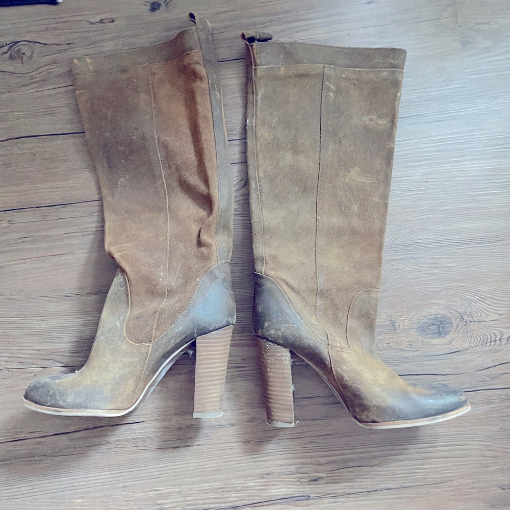 Zara suede high-heeled boots
